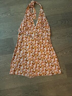 Floral Halter Skirted Bottom in Rust and Cream - Brand Unspecified